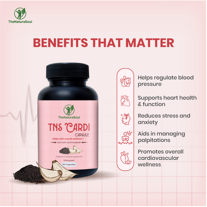 TNS Cardi Capsule with Black Cumin & Garlic Bulb Extract, Heart Health Supplement for Men & Women