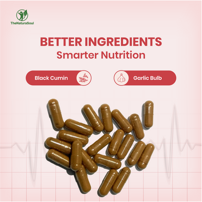 TNS Cardi Capsule with Black Cumin & Garlic Bulb Extract, Heart Health Supplement for Men & Women