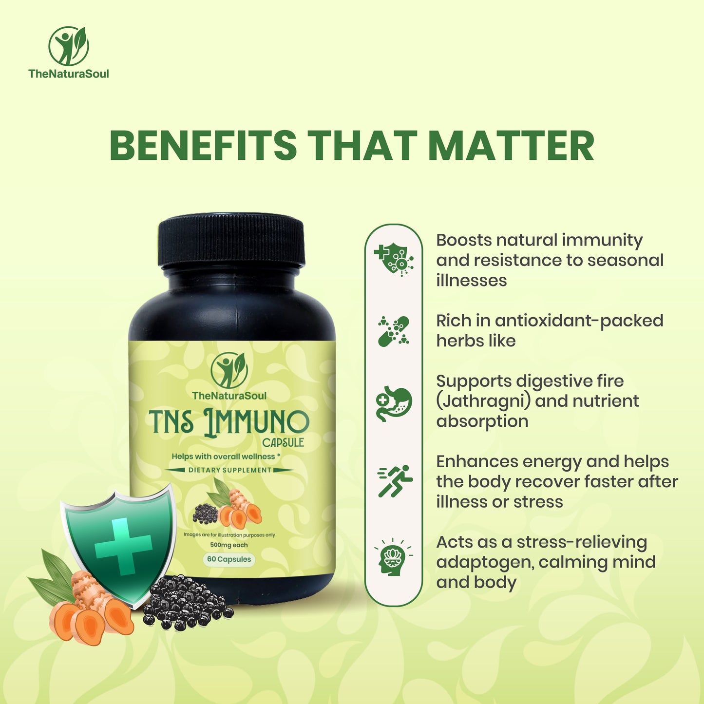TNS Immuno Capsules, Natural Immunity Booster with Black Cumin, Turmeric Rhizome & Black Pepper Extract