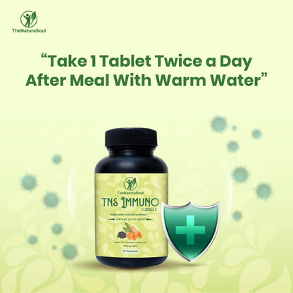 TNS Immuno Capsules, Natural Immunity Booster with Black Cumin, Turmeric Rhizome & Black Pepper Extract